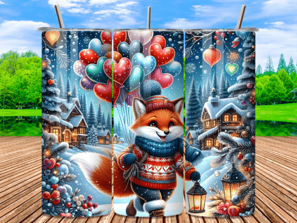 Download Winter Fox Snowy Heart Valentine Tumbler - Valentine Collection
