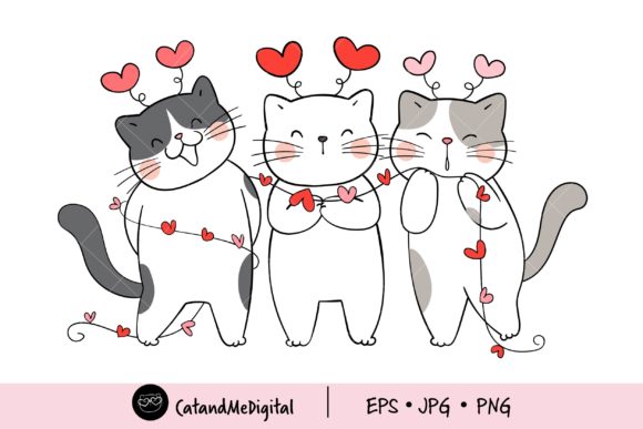 Download Cute Cat Valentine Clipart. - Valentine Collection