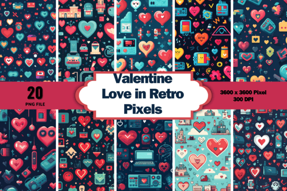 Download Valentine Love in Retro Pixels - Valentine Collection