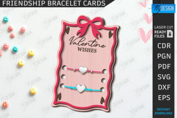 Download Valentine Bracelet Card Laser Cut | CNC - Valentine Collection