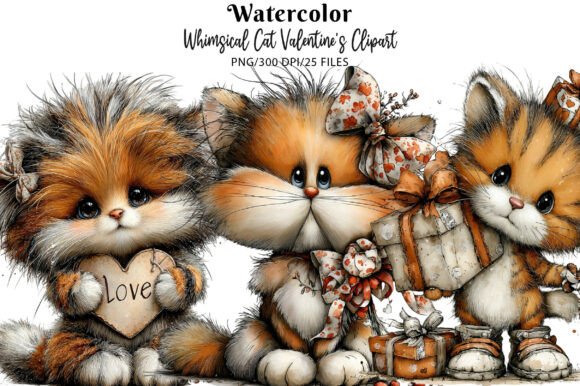 Download Whimsical Cat Valentine's Clipart - Valentine Collection