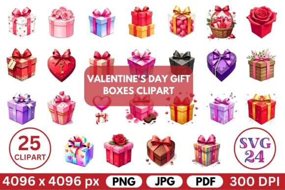 Download Valentine's Day Gift Boxes Clipart - Valentine Collection
