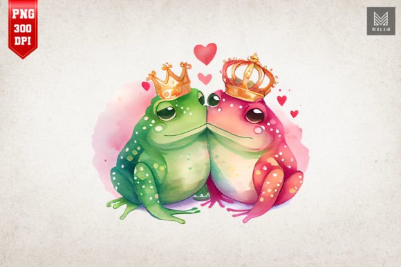 Download Lovely Couple Frog Kissing Valentine - Valentine Collection