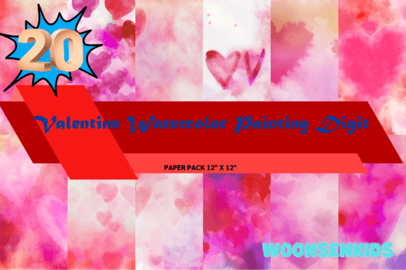Download 20 Valentine Watercolor Painting Digit Png Kdp Digital Paper - Valentine Collection