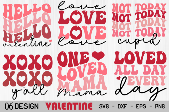 Download Retro Groovy Valentine's SVG Bundle PNG - Valentine Collection
