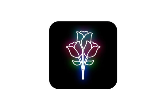 Download Valentine Icon Neon Style Rose Flower - Valentine Collection