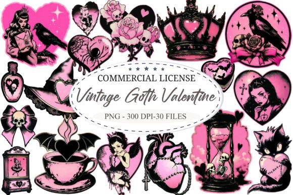 Download Vintage Goth Valentine Gothic Clip Art - Valentine Collection