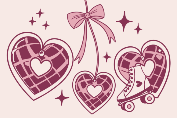 Download Pink Disco Hearts Retro Valentine's - Valentine Collection