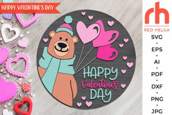 Download Happy Valentine’s Day SVG, Bear Balloons - Valentine Collection