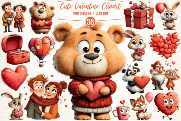 Download Watercolor Cute Valentine Clipart - Valentine Collection
