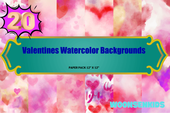 Download 20 Valentines Watercolor Backgrounds Png Kdp Digital Paper - Valentine Collection