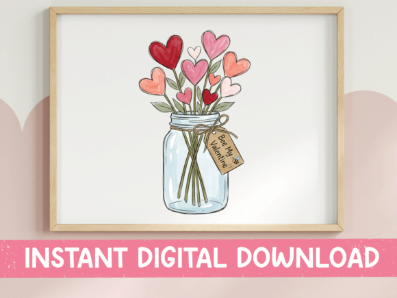 Download Heart Bouquet in Mason Jar Valentine - Valentine Collection