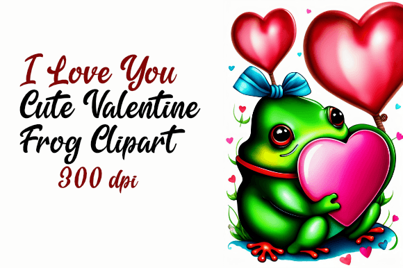 Download Cute  Valentine Frog with Hearts - Valentine Collection