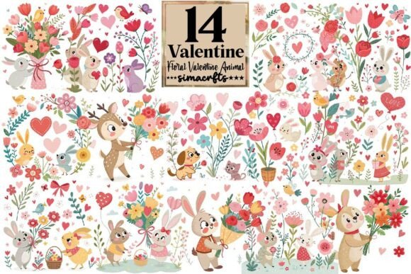 Download Floral Valentine Animal Sublimation - Valentine Collection