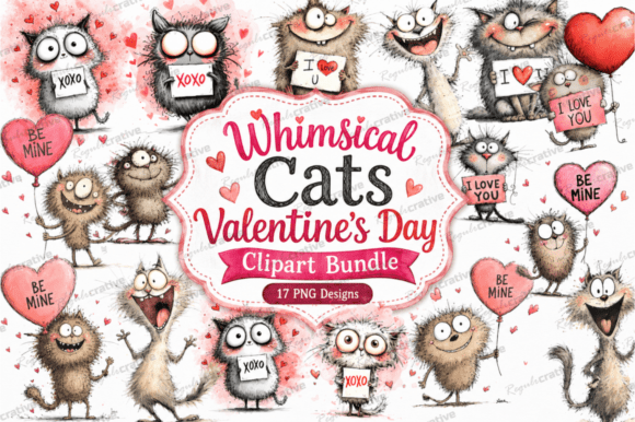 Download Cats Valentine's Day Clipart PNG Bundle - Valentine Collection