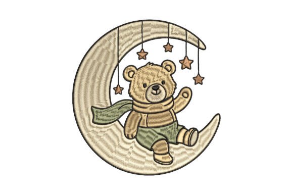 Download Moon Teddy Bear Embroidery Design - Premium Resources