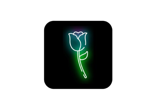 Download Valentine Icon Neon Style Rose - Valentine Collection