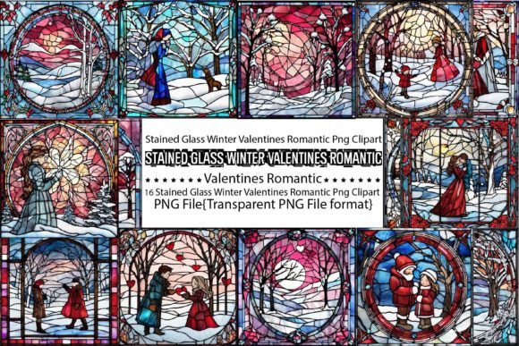 Download Stained Glass Winter Valentines Romantic - Valentine Collection