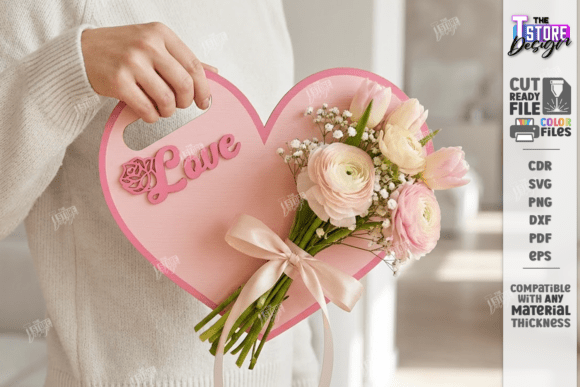 Download Valentine Flower Holder Card Laser Cut - Valentine Collection