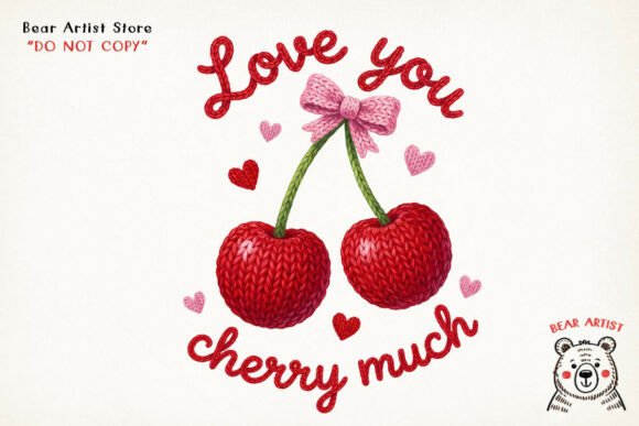 Download Crochet Cherry Bow Love, Valentine Crochet PNG - Valentine Collection