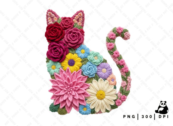 Download Floral Valentine Cat Latch Hook PNG - Valentine Collection