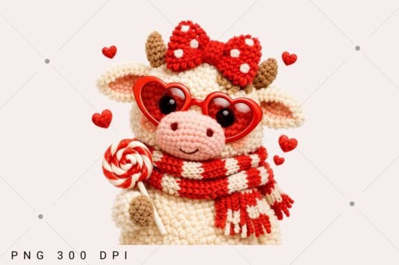 Download Highland Cow Valentine Crochet Png - Valentine Collection