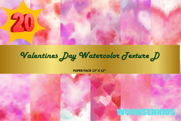 Download 20 Valentines Day Watercolor Texture D Png Kdp Digital Paper - Valentine Collection
