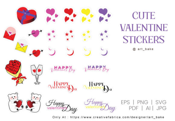 Download Cute Valentine Clipart Sticker Set - Valentine Collection