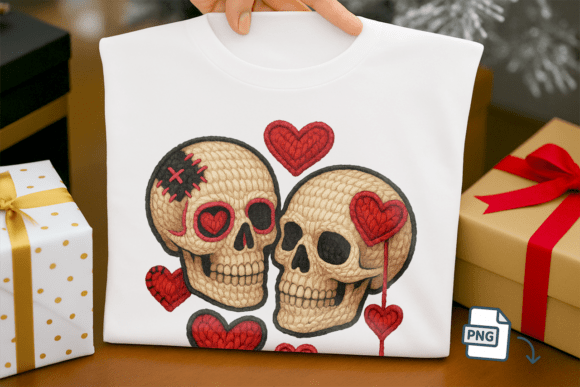 Download Faux Crochet Skulls PNG Spooky Valentine - Valentine Collection