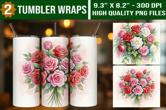 Download Watercolor Valentine Rose Tumbler Wraps - Valentine Collection