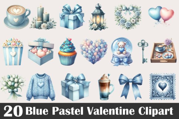 Download Blue Pastel Valentine Clipart - Valentine Collection