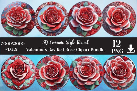 Download 3D Ceramic Style Round Valentine's Day R - Valentine Collection