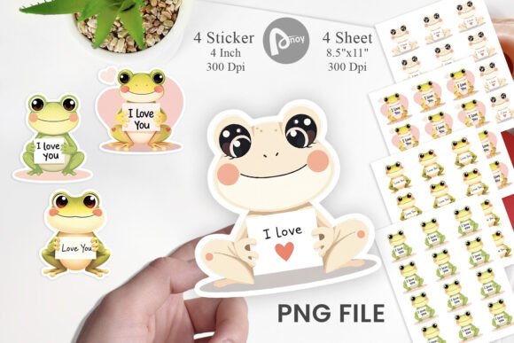 Download Valentine Frog Cartoon Sticker - Valentine Collection