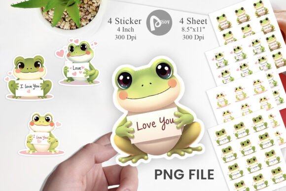 Download Valentine Frog Cartoon Sticker - Valentine Collection