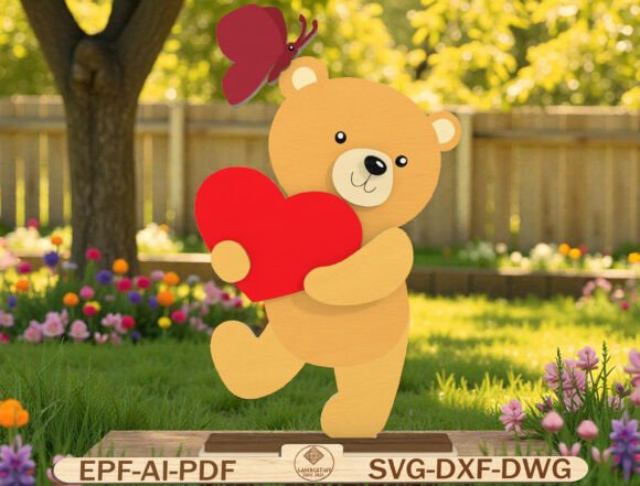 Download Valentine Love Bear Laser Cut File - Valentine Collection