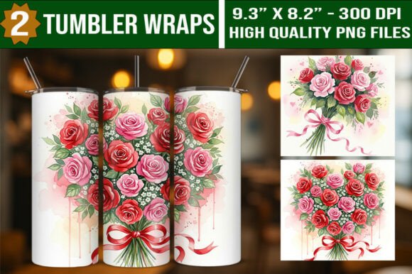 Download Watercolor Valentine Rose Tumbler Wraps - Valentine Collection