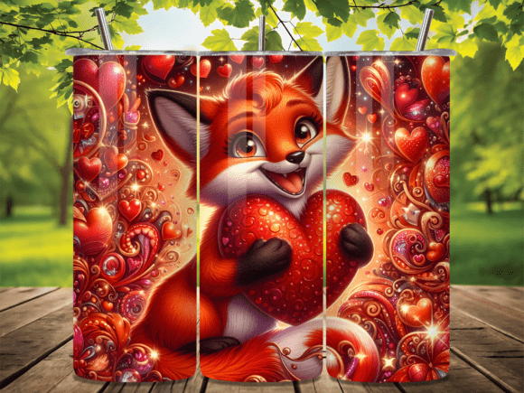 Download Fox Big Red Heart Valentine Tumbler Wrap - Valentine Collection
