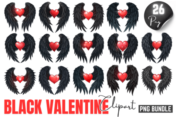 Download Black Valentine Clipart PNG Bundle - Valentine Collection
