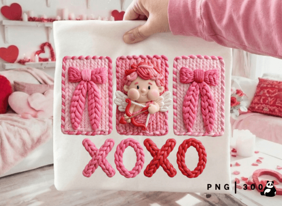 Download Valentine Pink Faux Yarn Xoxo Cupid Png - Valentine Collection
