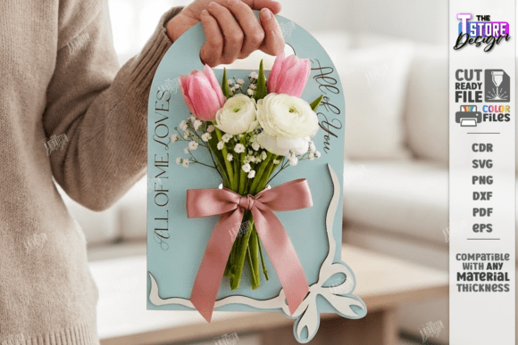 Download Valentine Flower Holder Card Laser Cut - Valentine Collection
