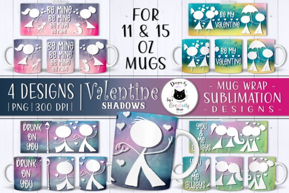 Download Cute Valentine Silhouettes Mug Wraps - Valentine Collection