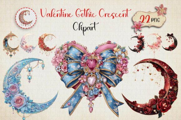 Download Valentine Gothic Crescent Clipart - Valentine Collection