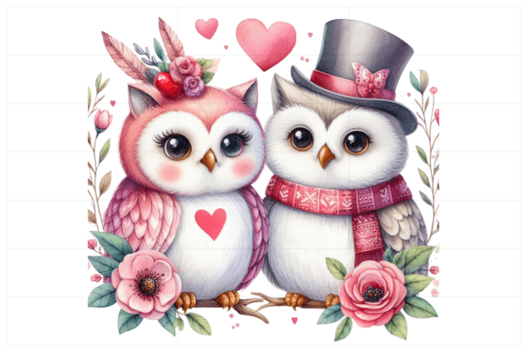 Download Watercolor Valentine Couple Owl Clipart - Valentine Collection