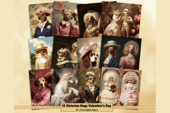 Download Valentine's Day Victorian Dogs Digitals - Valentine Collection