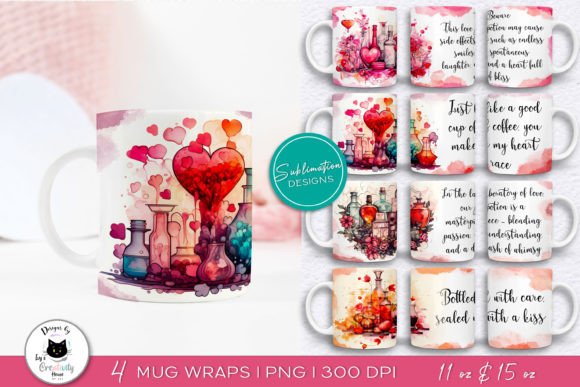 Download Love Potion Valentines Day Mug Wraps - Valentine Collection