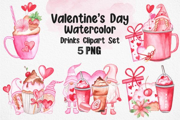 Download Watercolor Valentine Drinks Clipart - Valentine Collection
