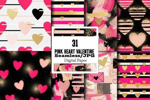 Download Pink Heart Valentine Digital Pattern - Valentine Collection