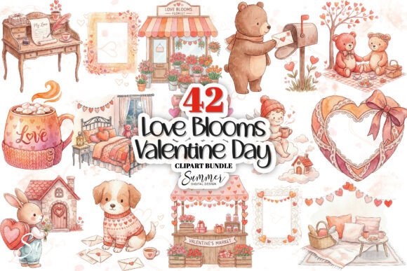 Download Whimsical Pastel Valentine Clipart Set - Valentine Collection