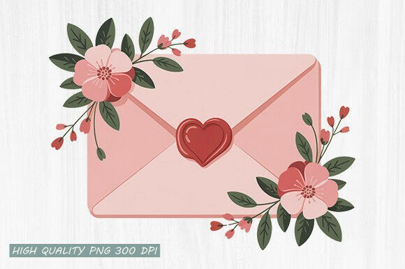 Download Floral Valentine Envelope Clipart PNG - Valentine Collection