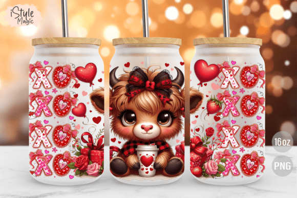 Download Valentine's Day Cow 16 Oz Glass Wrap PNG - Valentine Collection